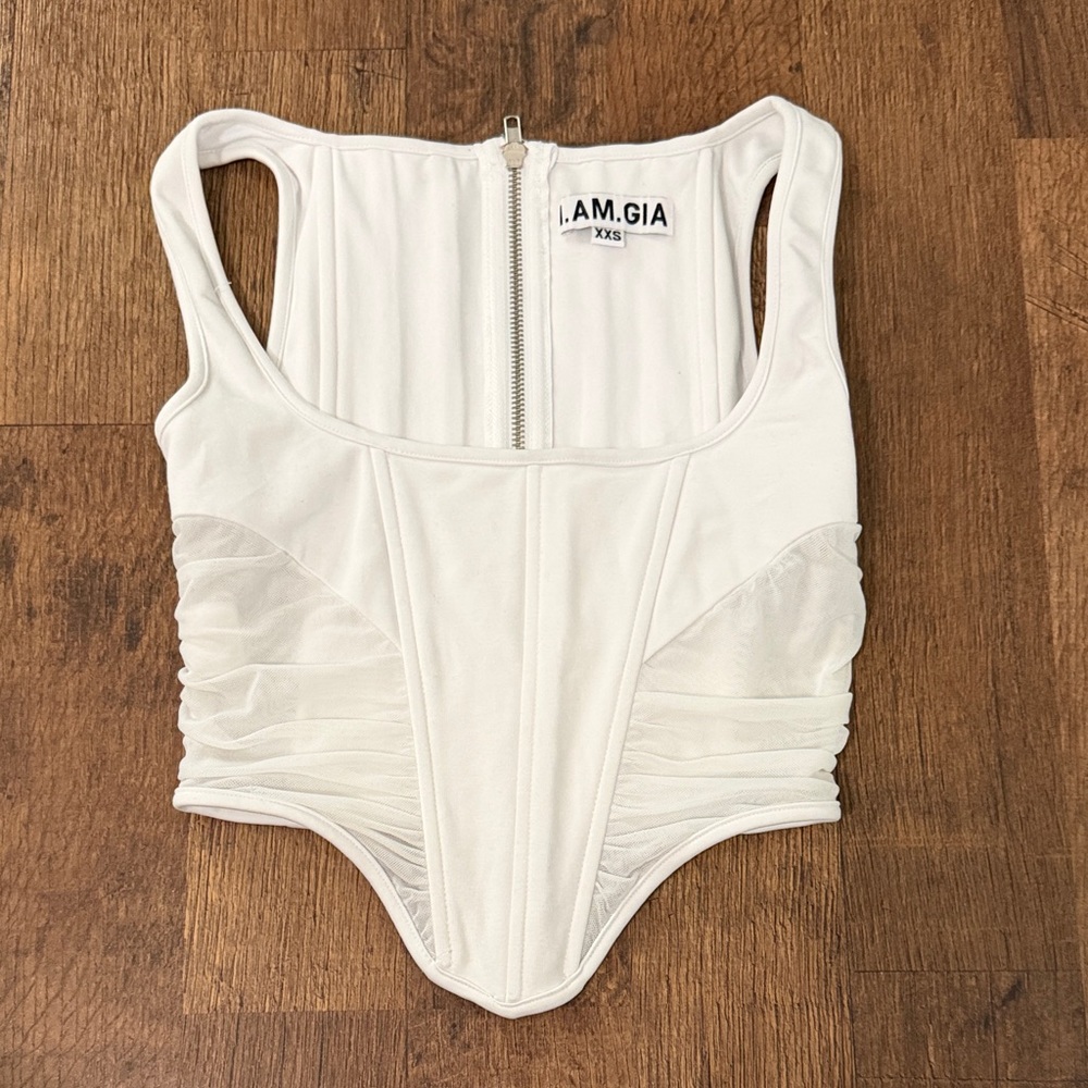 I.AM.GIA White Corset Top